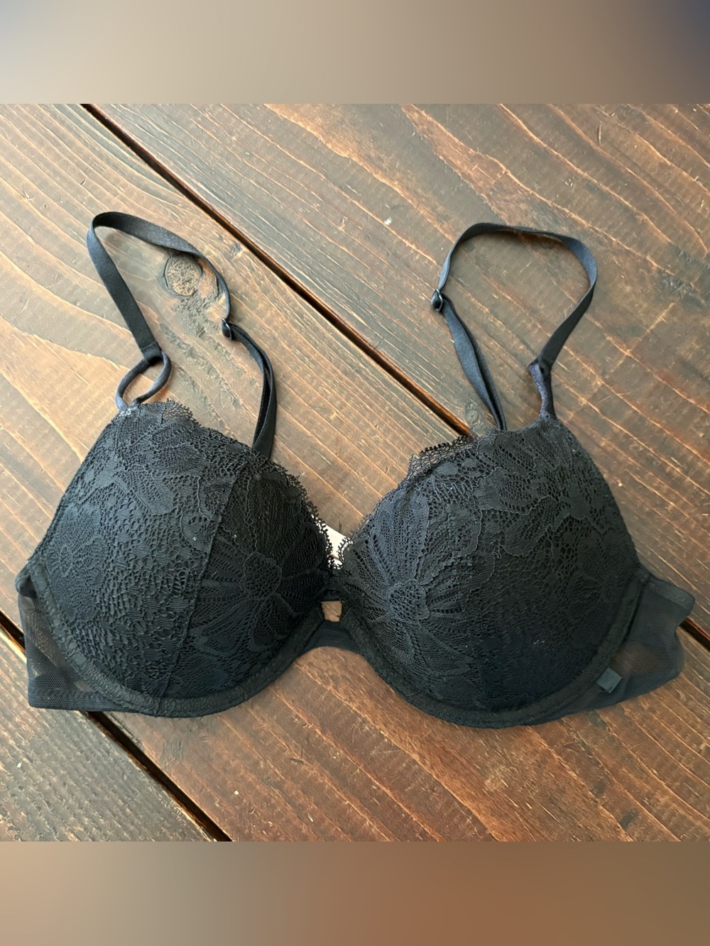 Victoria's Secret Black Lace Padded Underwire Bra
